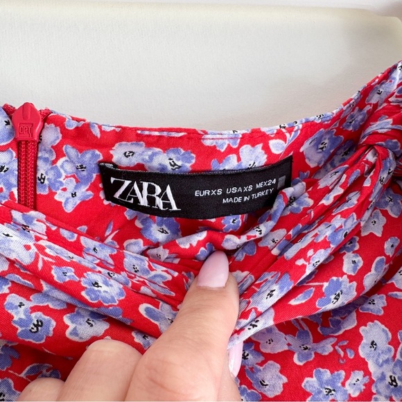 Zara Red & Blue Floral Midi Skirt Size XS - Picture 5 of 9